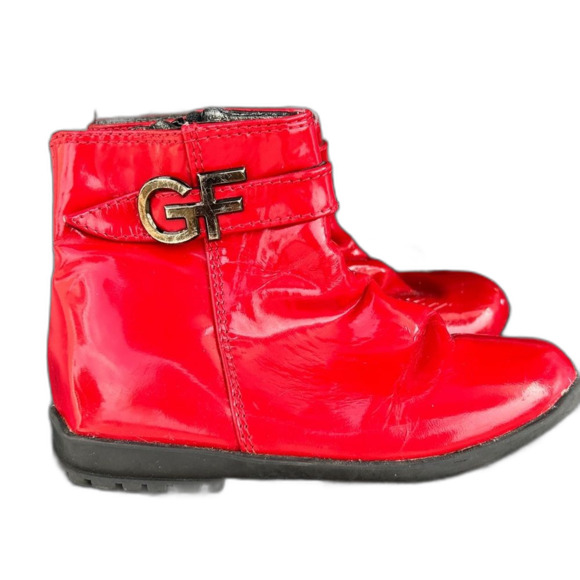 Gianfranco Ferre Red Leather Boots Size 26 US 8 Toddler Girls Children’s Winter - Picture 1 of 5
